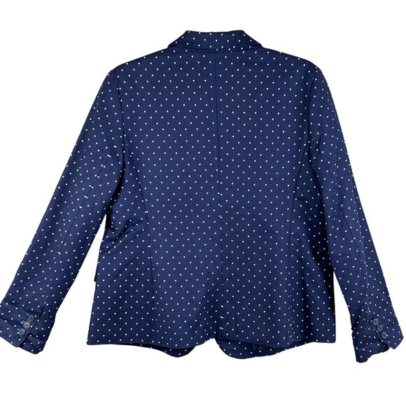 Liz Claiborne Career NWT Womens 14 /L Navy Polka Dot Blazer Skirt Set Power Suit - Picture 2 of 16